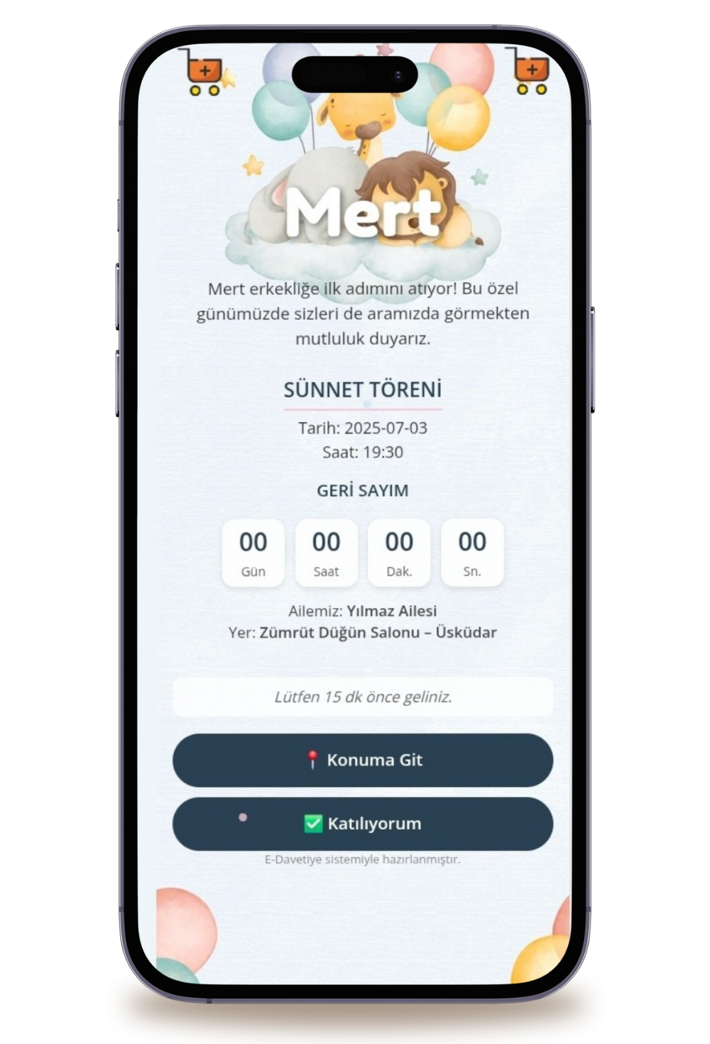 Dostlar Dijital Sünnet Davetiyesi + Karşılama Posteri Hediyeli
