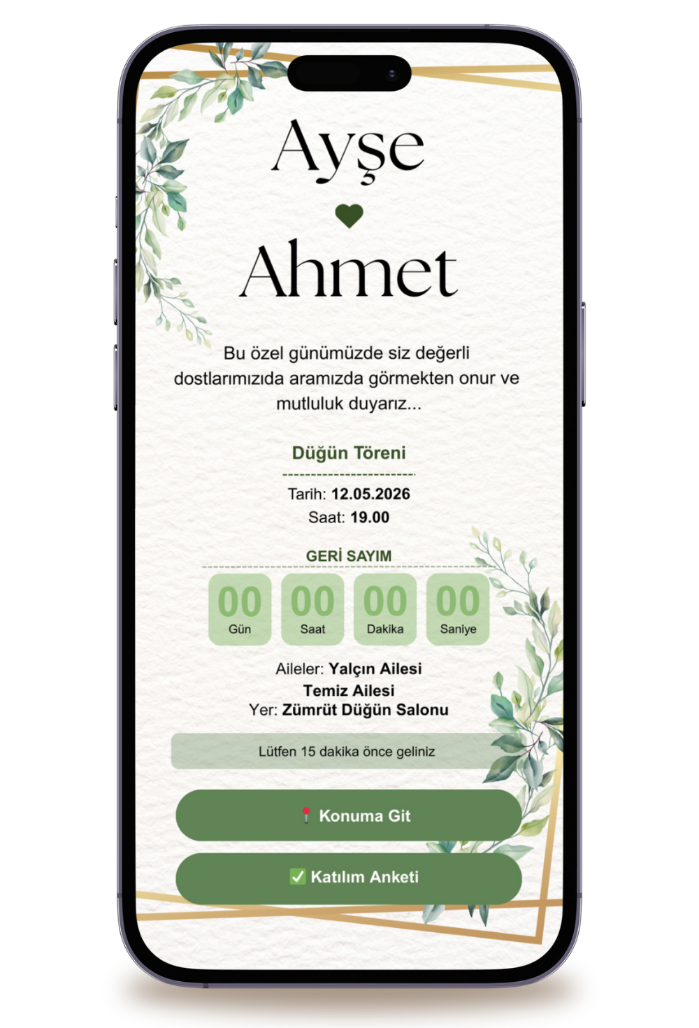 Suluboya Dijital Davetiye + Karşılama Posteri Hediyeli