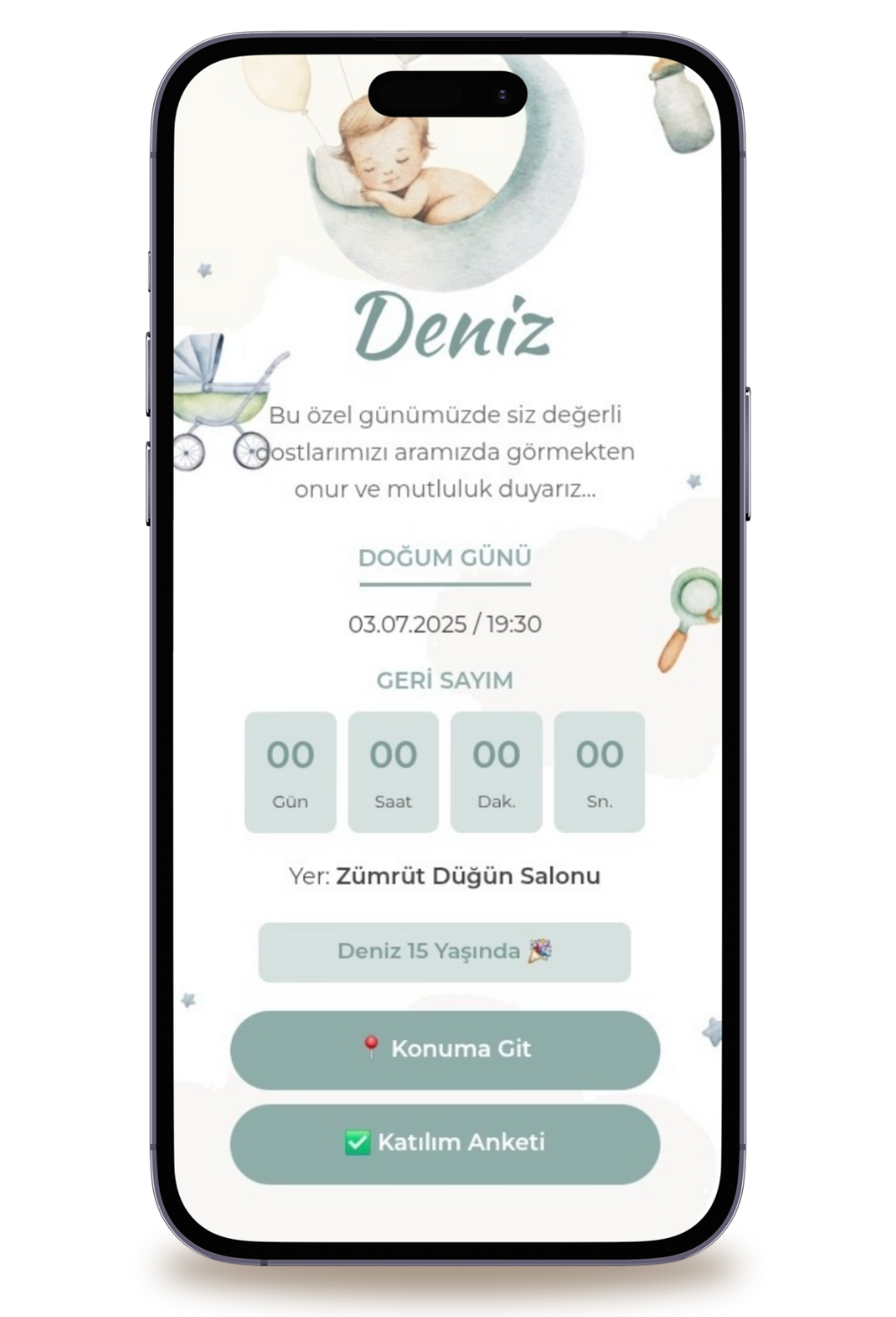 Uyum Dijital Doğum Günü Davetiyesi + Karşılama Posteri Hediyeli