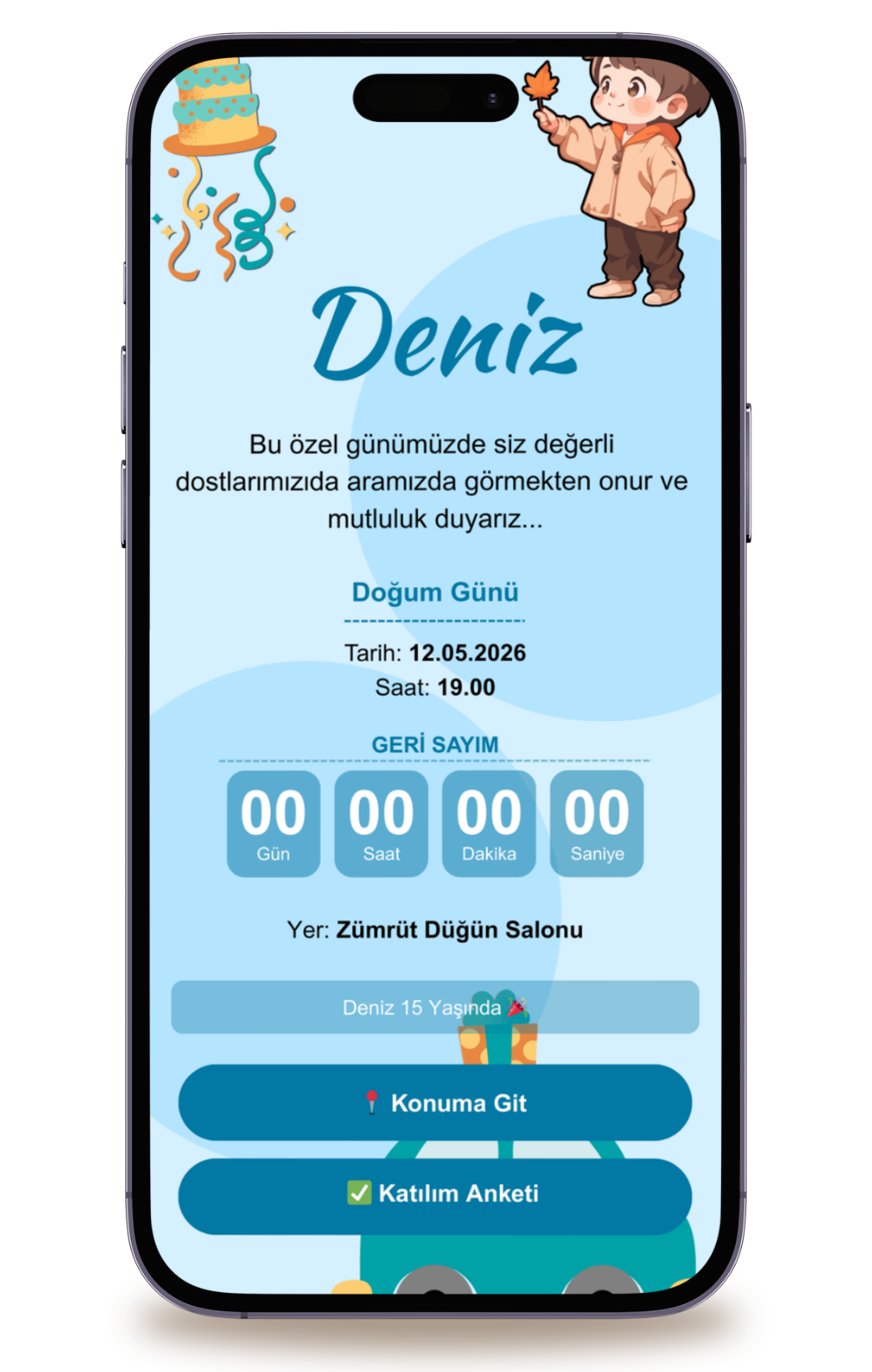 Derin Dijital Doğum Günü Davetiyesi +Karşılama Posteri Hediyeli