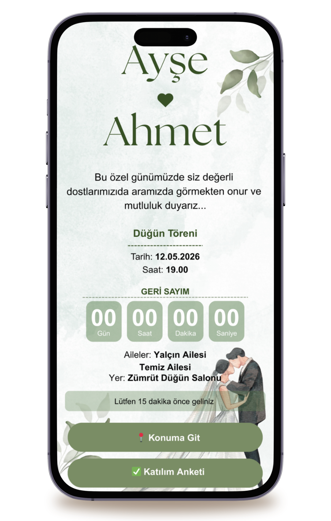 Pastel Dijital Davetiye +Karşılama Posteri Hediyeli