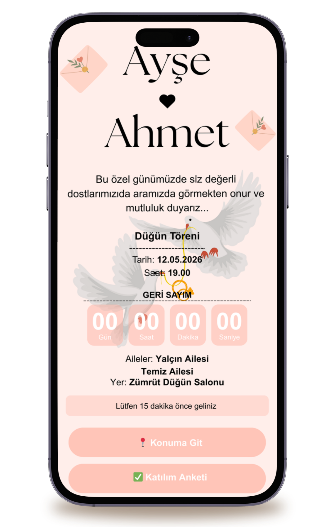 Lefadie ll Dijital Davetiye + Karşılama Posteri Hediyeli